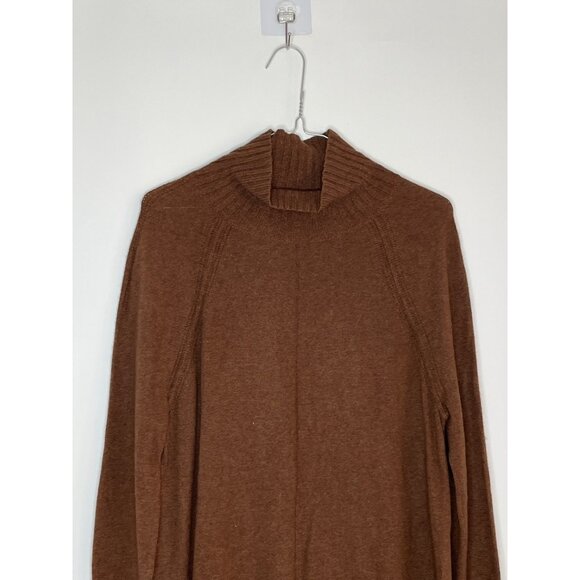 White + Warren 100% Cashmere Mock Neck Knit Ribbed Brown Sweater Long Sleeve L - Picture 2 of 9